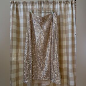 Anthropologie Plus Champagne Sequin Maxi Skirt